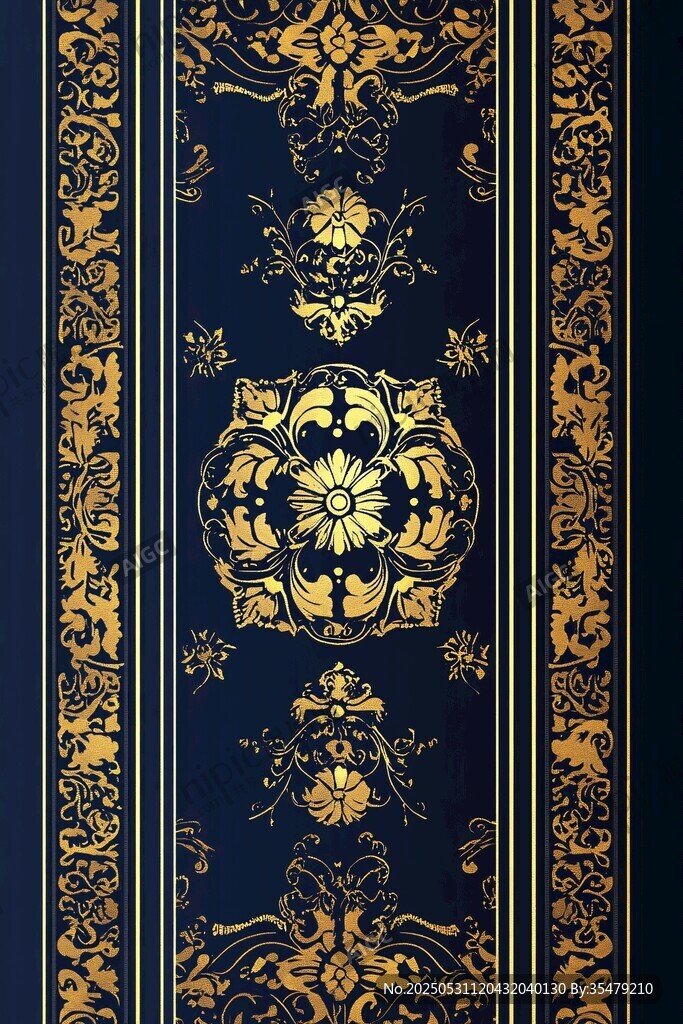 復(fù)古黑金歐式花紋圖案