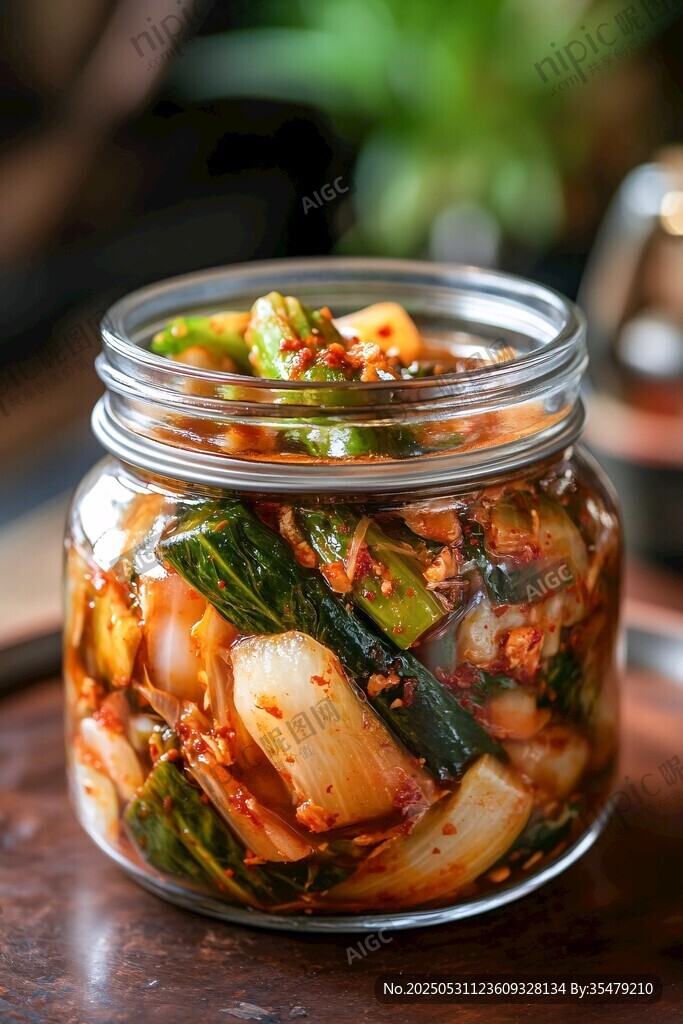 玻璃罐中的美味韓式泡菜
