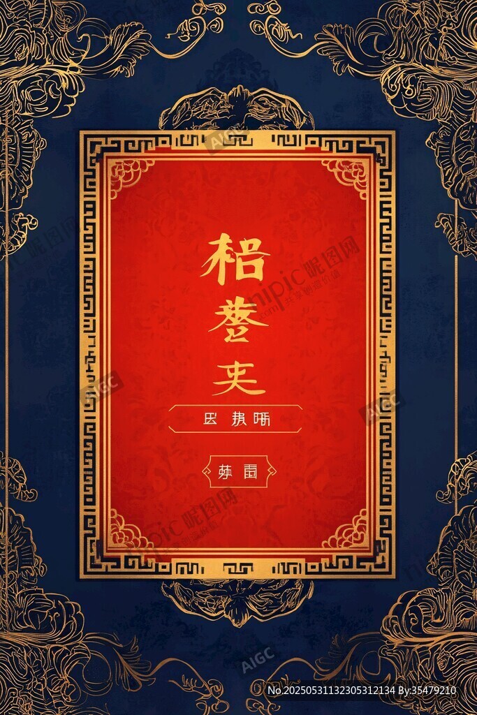 中式典雅稻穗獎狀封面