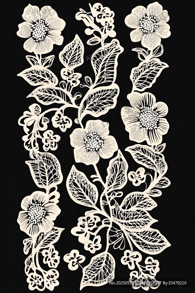 白色花卉刺繡圖案紋理