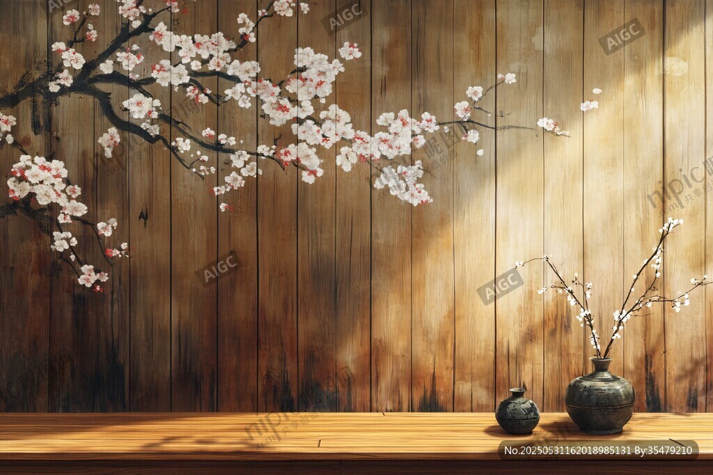 木質背景下的雅致插花