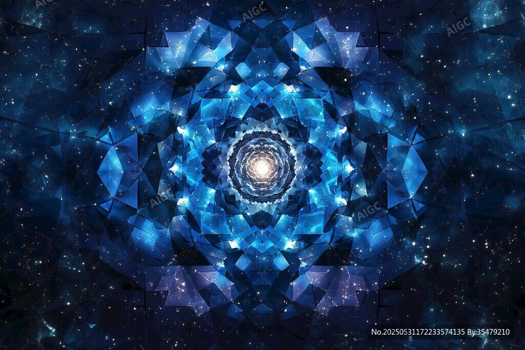 藍色宇宙幾何夢幻圖案