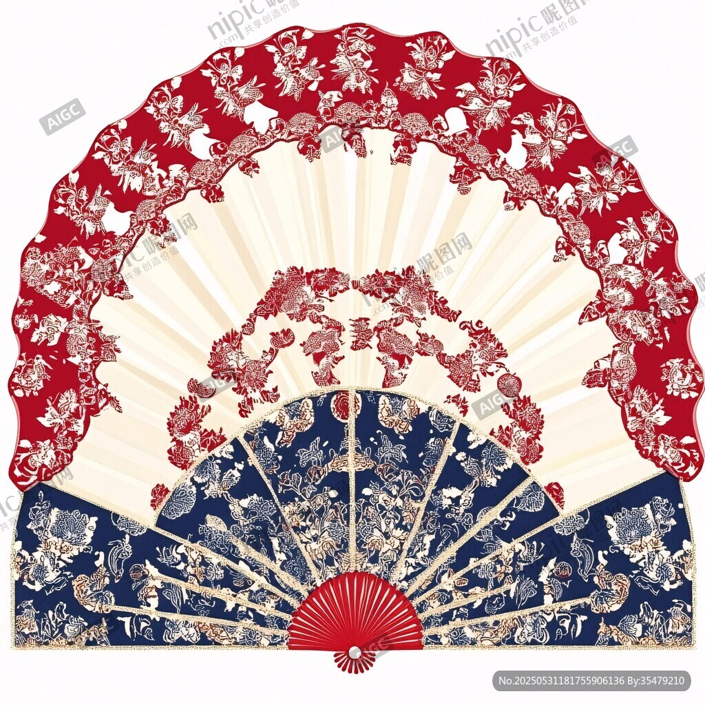 中式花紋折扇 盡顯古典韻味