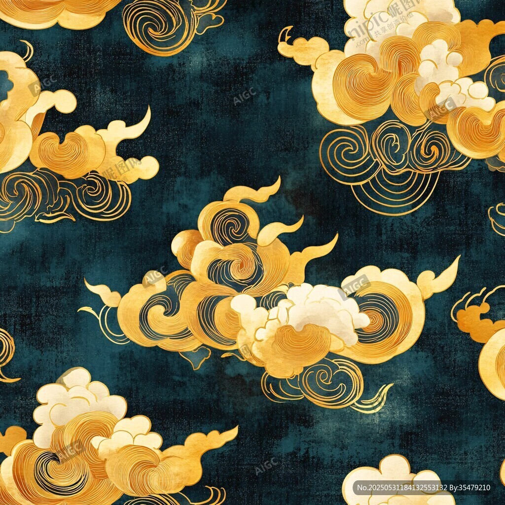 中式復古金色祥云圖案背景