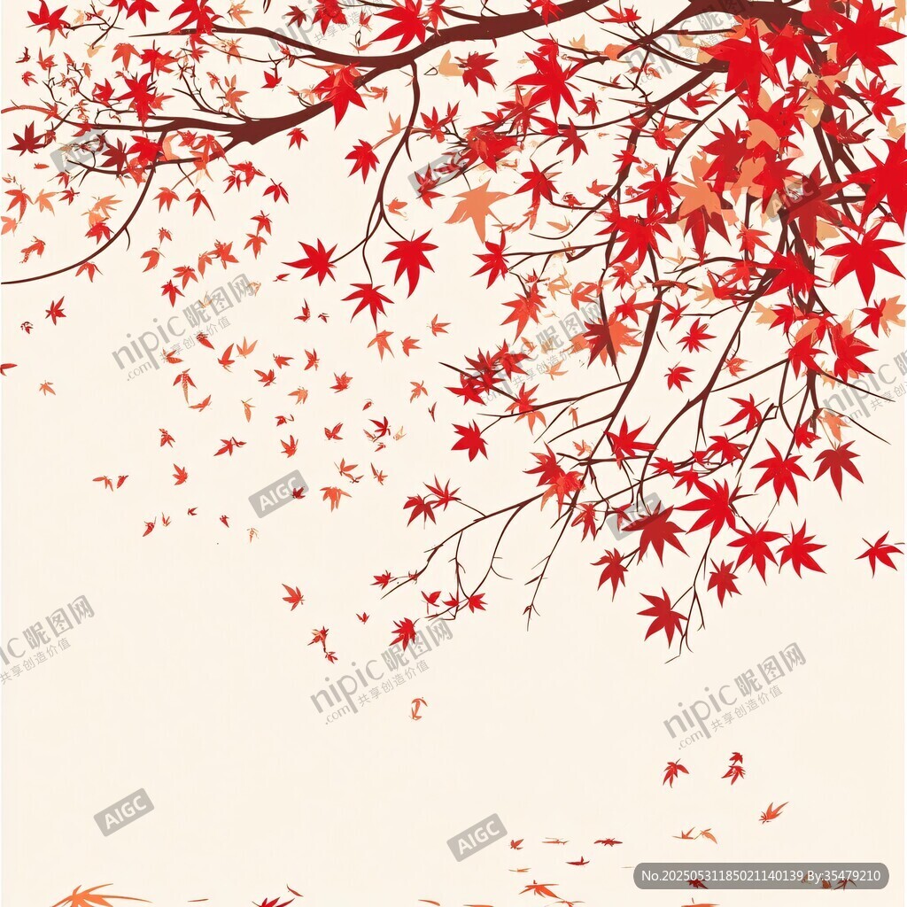 紅楓飄葉的唯美秋日景象