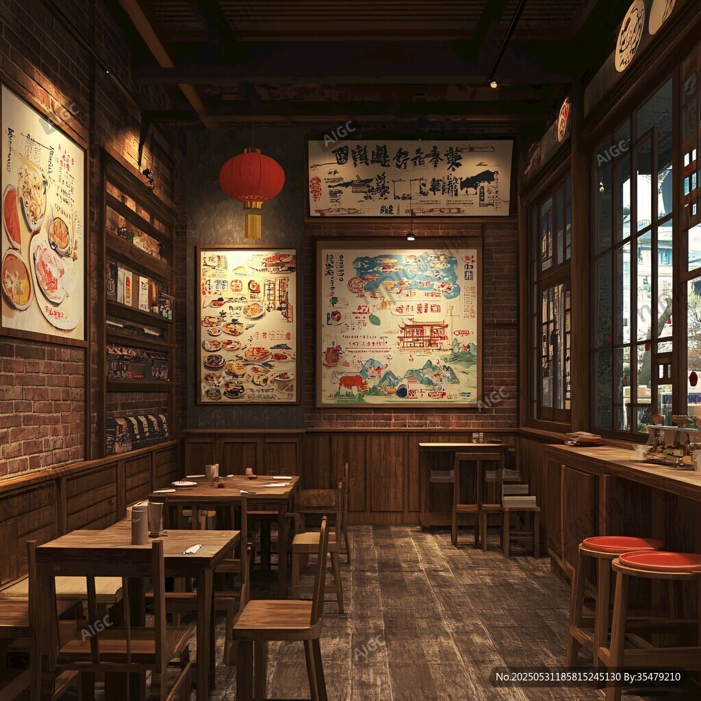 復古風中式餐廳室內景致