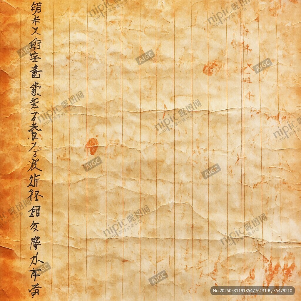 古風泛黃信紙與書法文字