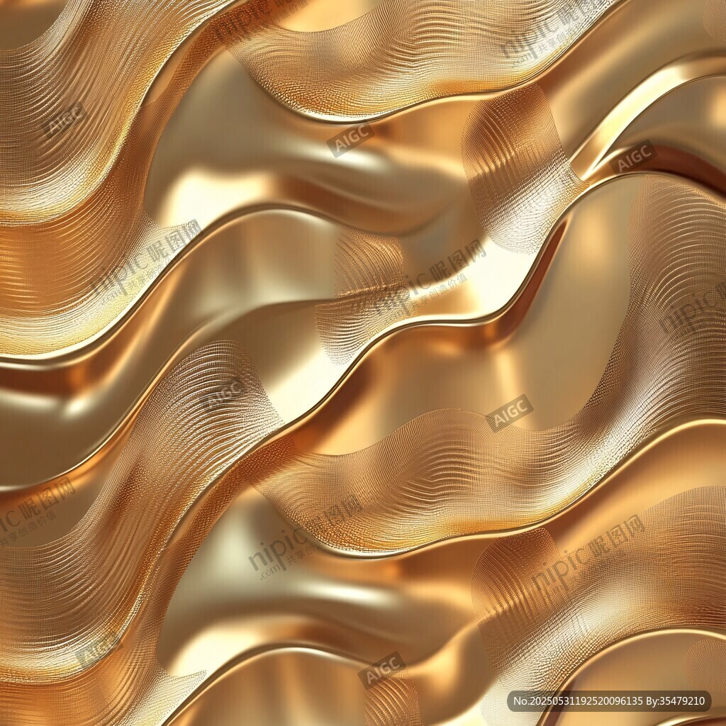 金色波浪質感金屬紋理背景
