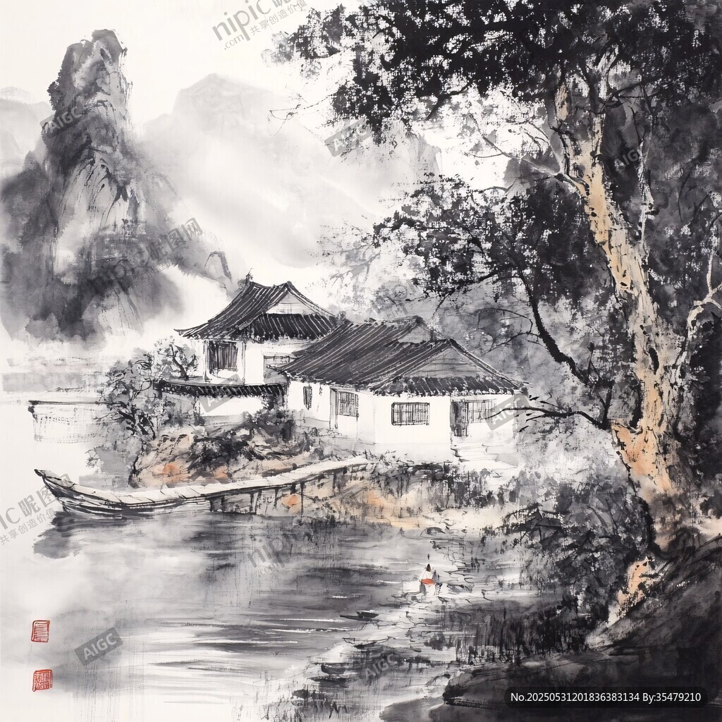 水墨山居圖