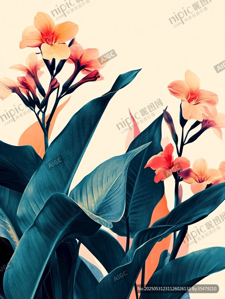 熱帶花卉插畫 清新植物風(fēng)