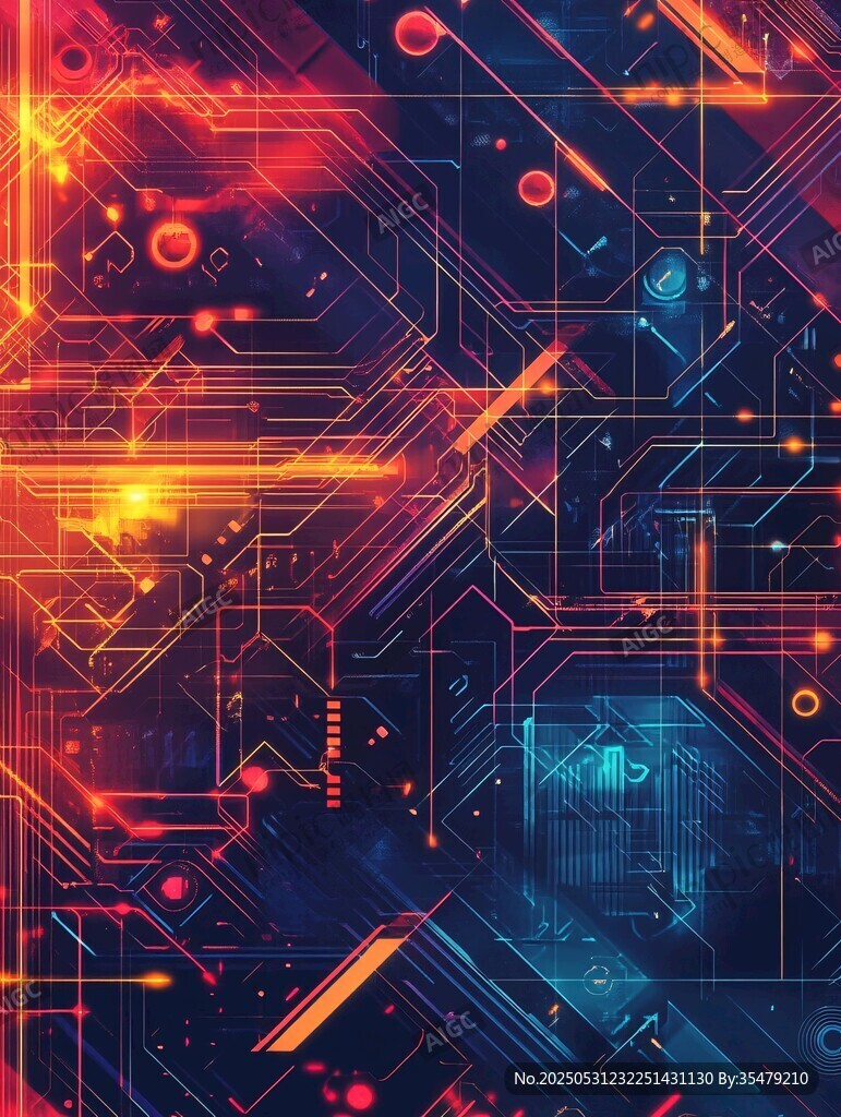 炫彩科技風(fēng)電路板背景圖