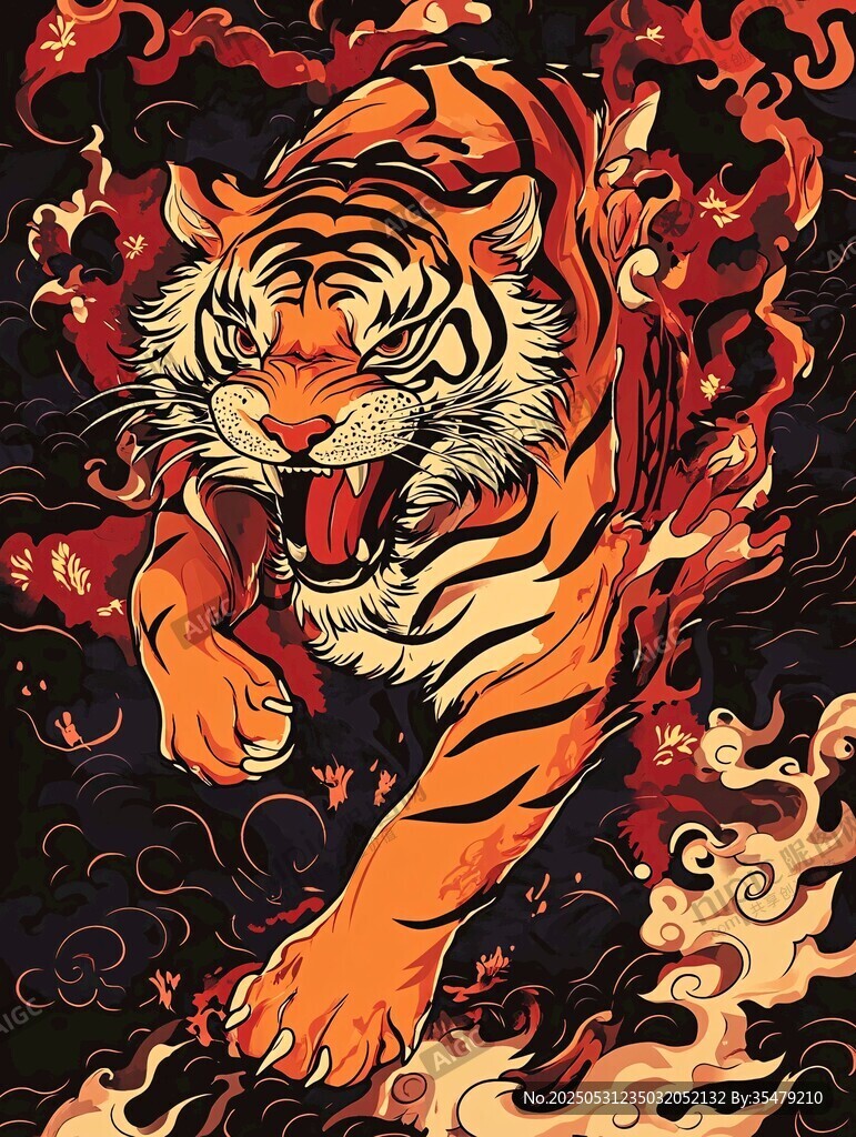 猛虎踏焰圖
