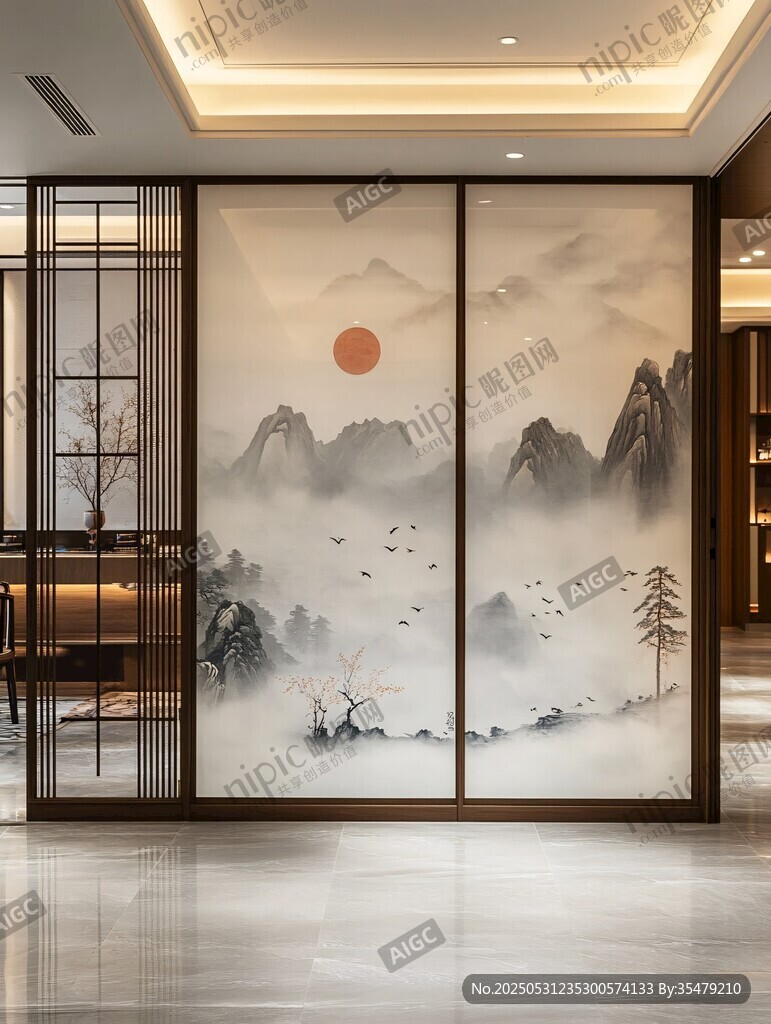 中式山水屏風(fēng) 雅致空間美學(xué)