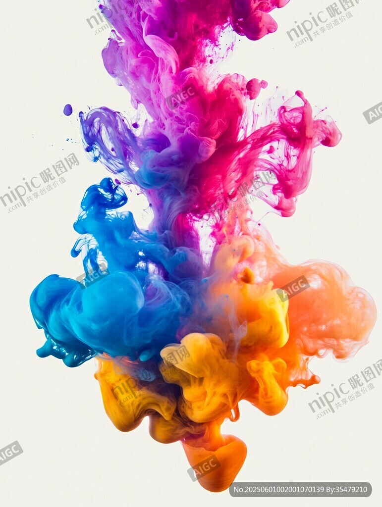 彩色墨水在水中的絢麗綻放