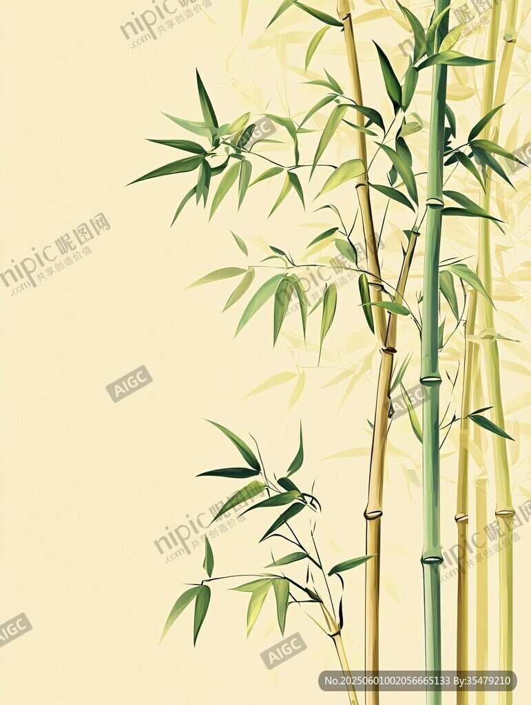 水墨風(fēng)清新翠竹插畫