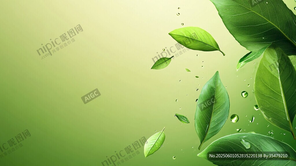 清新綠葉 水珠靈動畫面