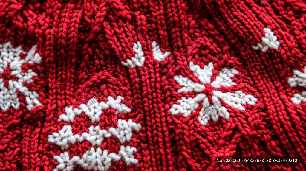 紅色針織毛衣上的雪花圖案