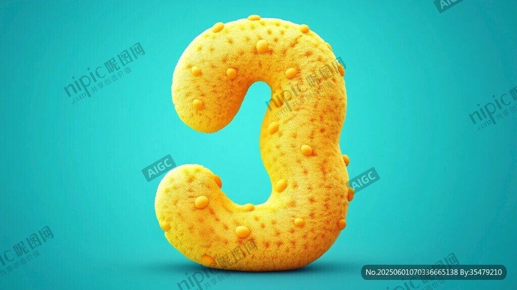黃色數(shù)字3造型的立體物體