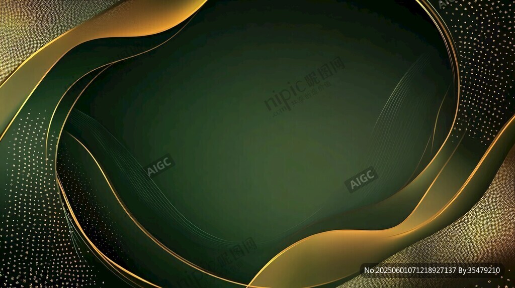 綠金交織的流體藝術背景
