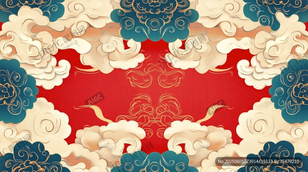 中式云紋紅底傳統(tǒng)背景圖