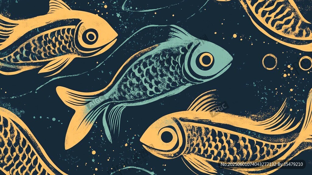 游弋的多彩魚兒圖案