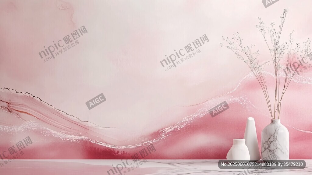 粉色背景的雅致花瓶擺件
