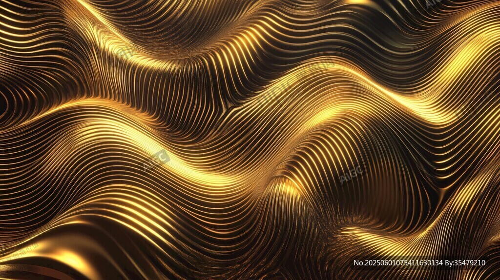 金色動感波紋抽象背景圖