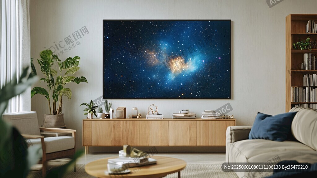 客廳中的星空掛畫裝飾