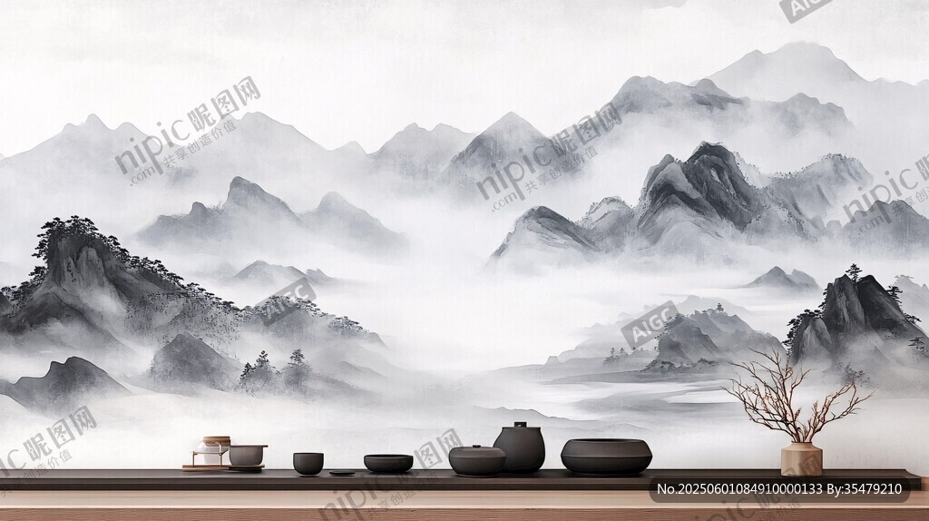 中式山水意境茶室擺件