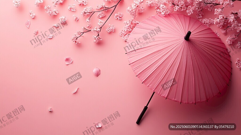粉色櫻花傘 浪漫春日氛圍