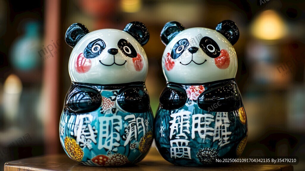 可愛熊貓陶瓷擺件