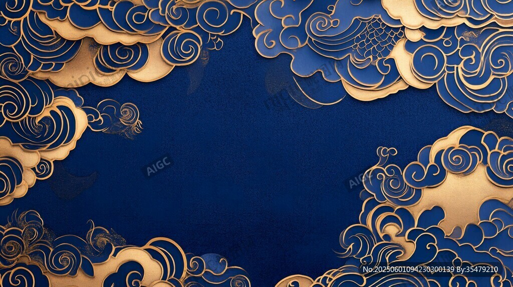 藍金祥云中式華麗背景圖