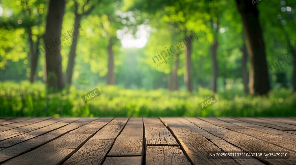 林間木臺 綠意盎然之景