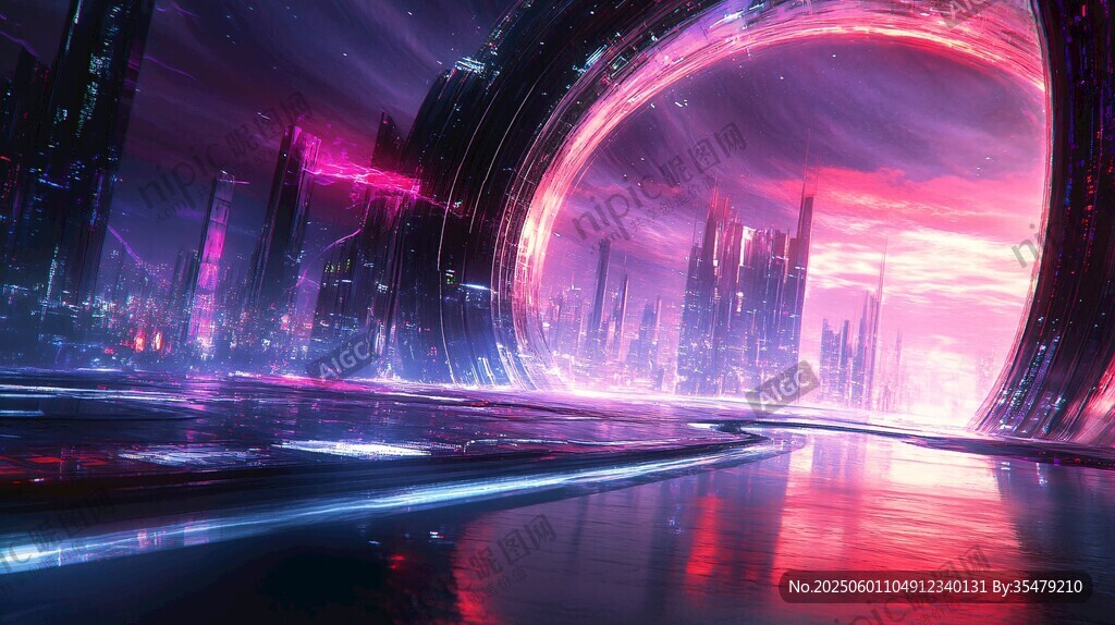 未來都市霓虹科幻景觀
