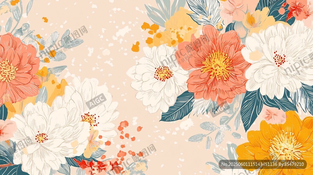 花卉圖案背景 清新柔美風