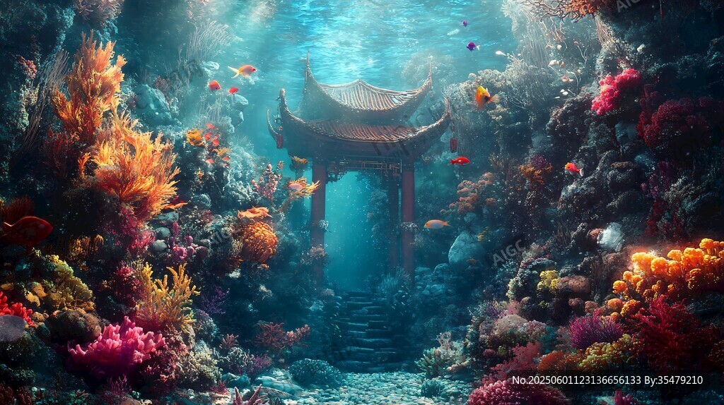 海底中式亭景 夢幻珊瑚世界