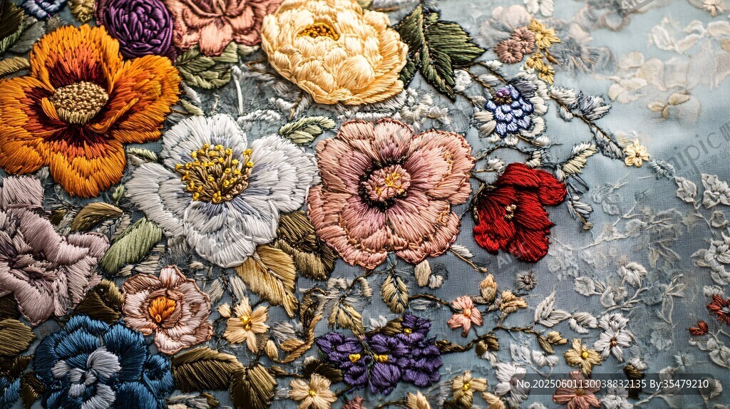 精美刺繡花卉圖案展示