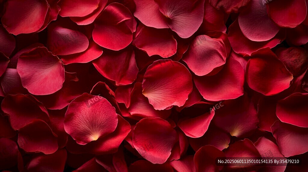 浪漫紅玫瑰花瓣特寫