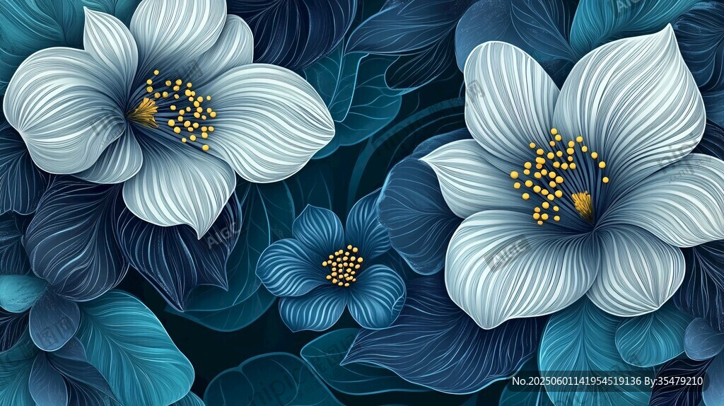 藍調(diào)花卉插畫