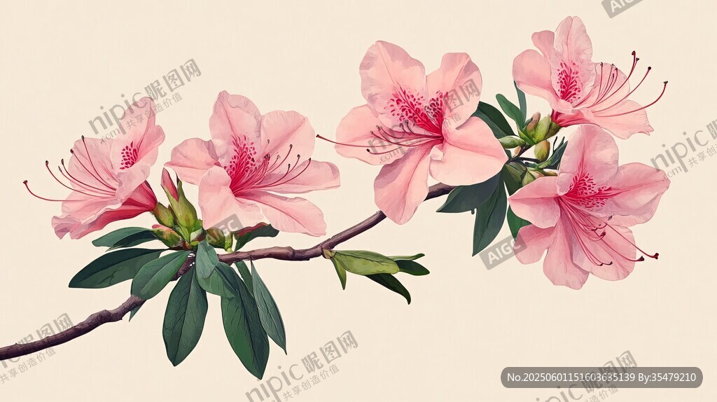 粉色杜鵑花特寫花朵綻放