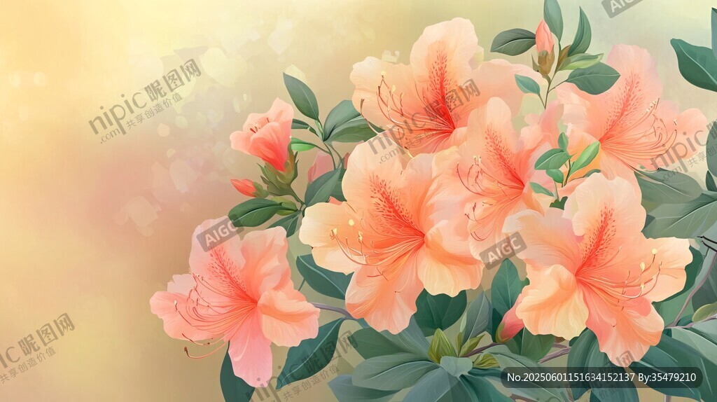 春日粉嫩杜鵑花綻放