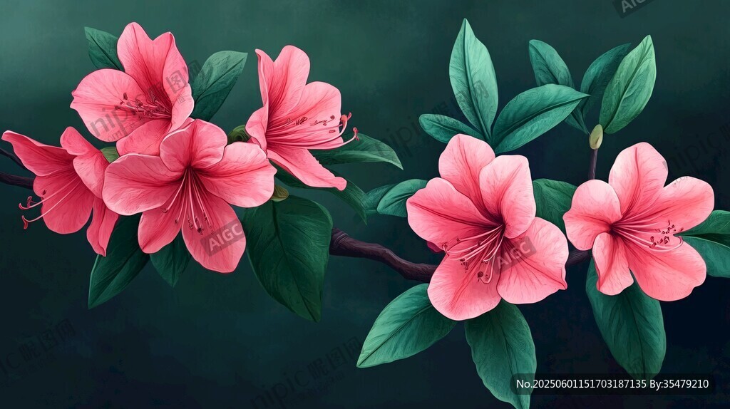 艷麗綻放的粉色杜鵑花
