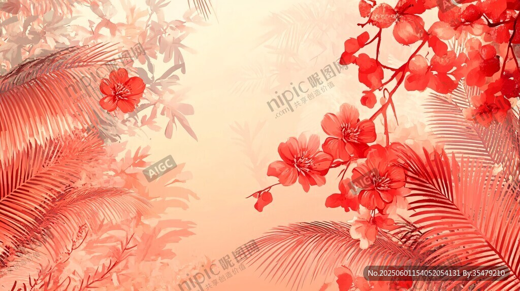 春日繁花浪漫背景圖