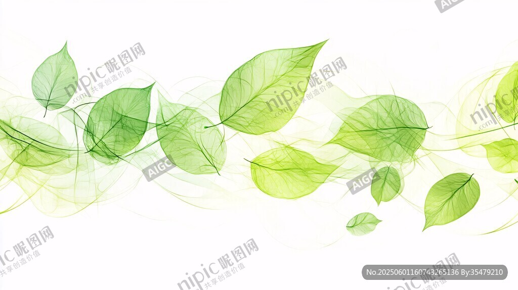 清新綠葉飄動背景圖