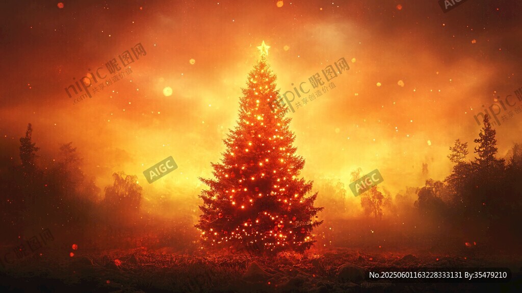 夢幻圣誕夜的璀璨圣誕樹