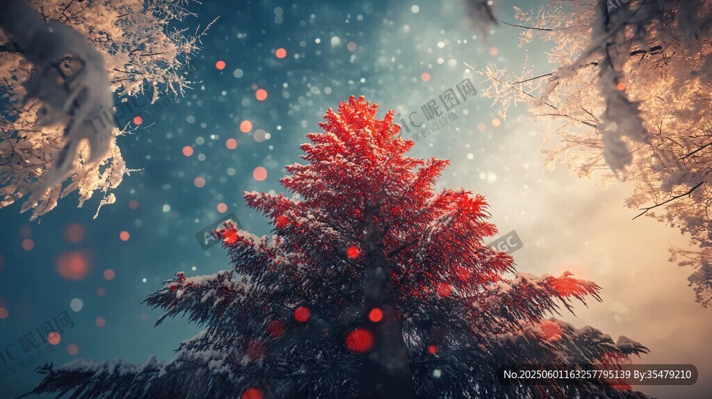 冬日紅杉雪景夢幻畫面