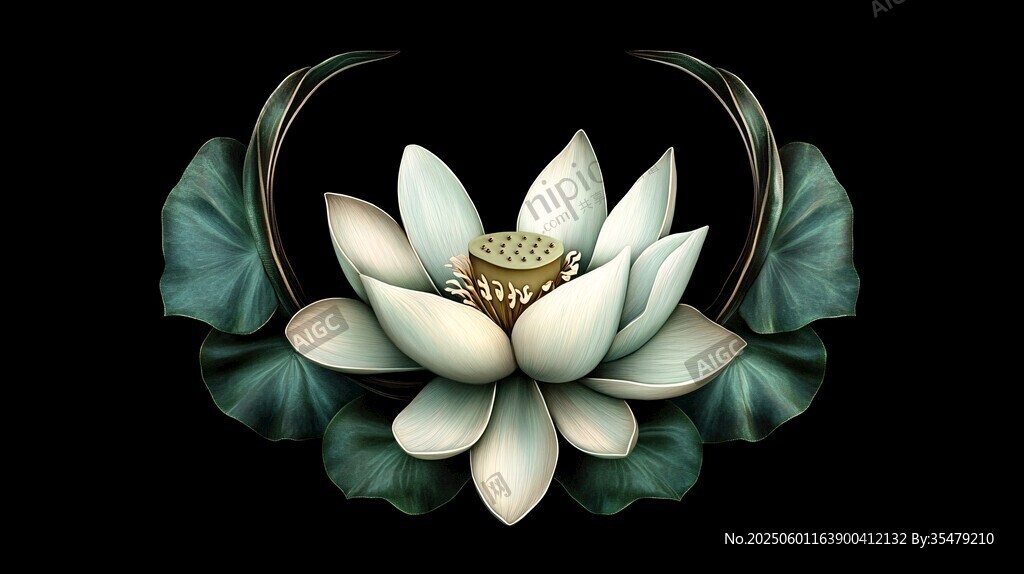 水墨風(fēng)綻放蓮花插畫