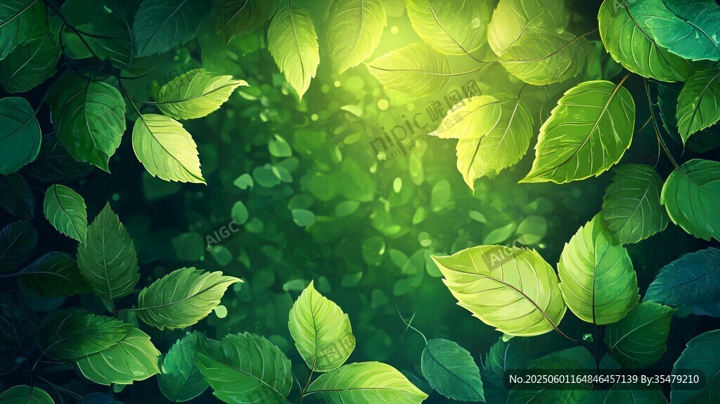 綠意盎然的夢(mèng)幻樹(shù)葉背景