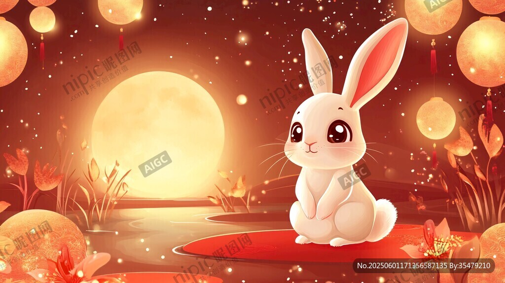 玉兔迎中秋 月夜氛圍濃
