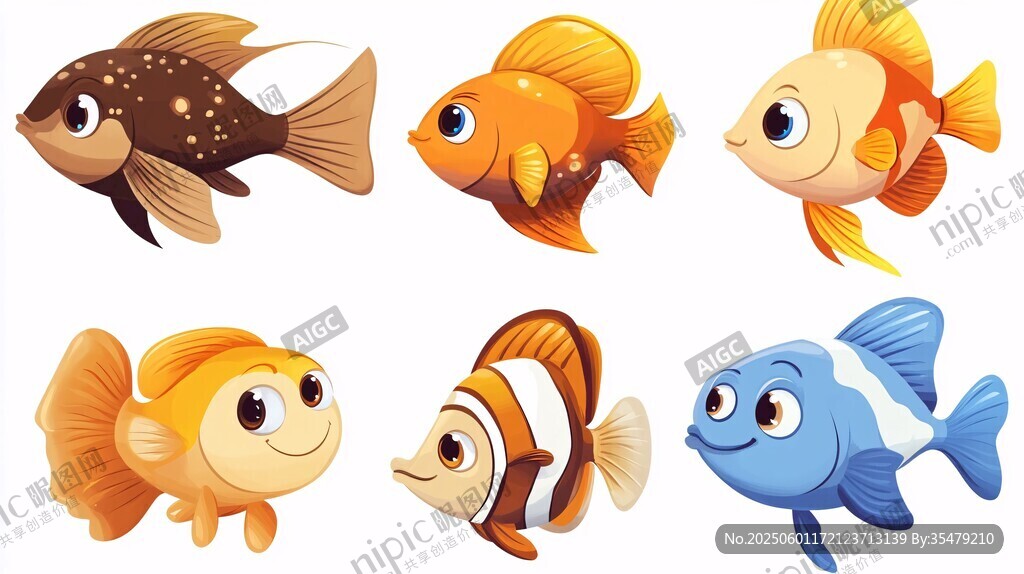 可愛多彩的卡通魚類集合